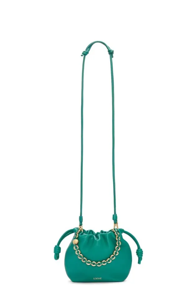 Loewe Mini Flamenco Purse Bag In Mellow Nappa Lambskin Emerald Green Women Mini Bags
