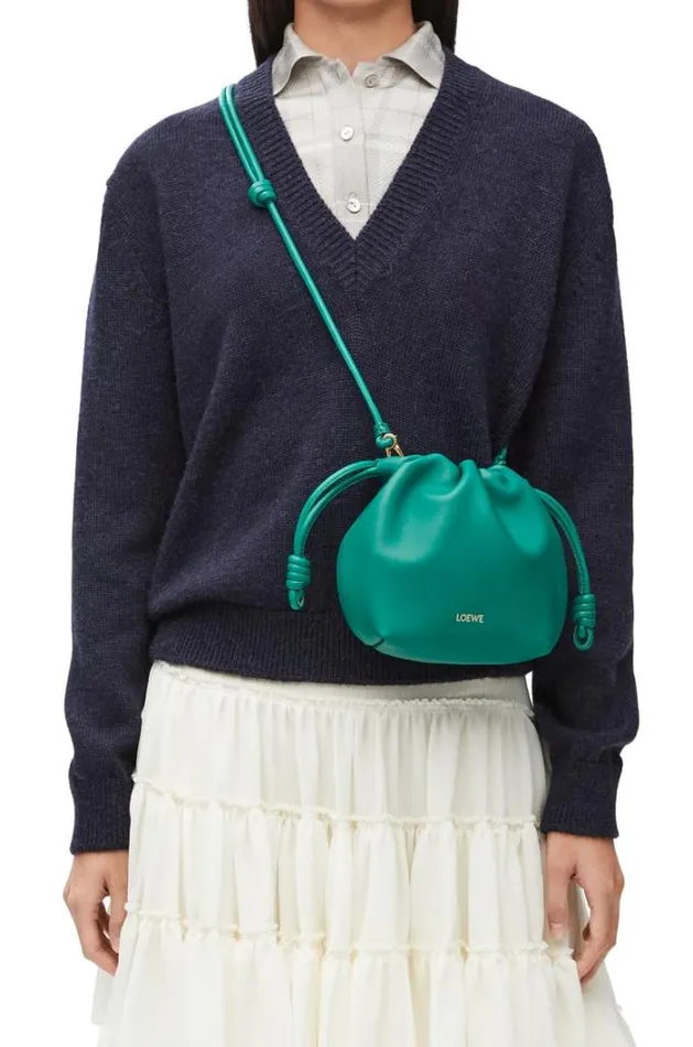 Loewe Mini Flamenco Purse Bag In Mellow Nappa Lambskin Emerald Green Women Mini Bags