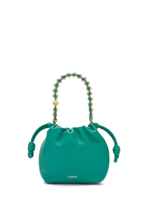 Loewe Mini Flamenco Purse Bag In Mellow Nappa Lambskin Emerald Green Women Mini Bags
