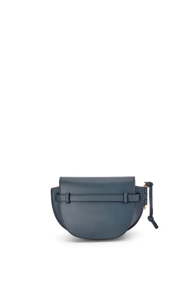 Loewe Mini Gate Dual Bag In Soft Calfskin And Jacquard Onyx Blue Women Mini Bags