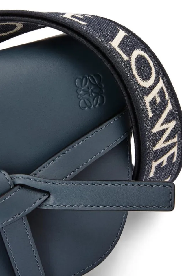 Loewe Mini Gate Dual Bag In Soft Calfskin And Jacquard Onyx Blue Women Mini Bags