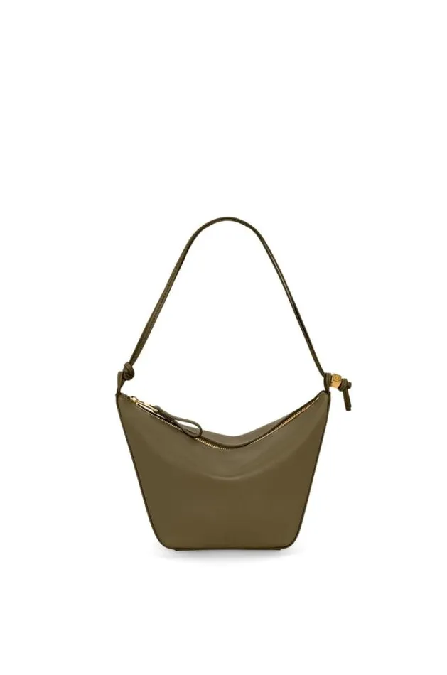Loewe Mini Hammock Hobo Bag In Classic Calfskin Dark Khaki Green Women Crossbody Bags