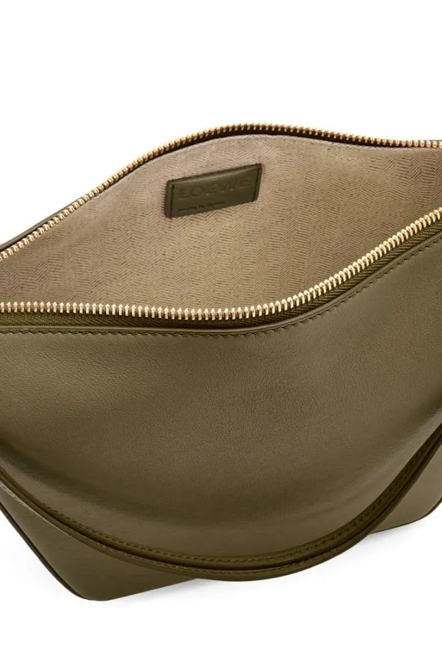 Loewe Mini Hammock Hobo Bag In Classic Calfskin Dark Khaki Green Women Crossbody Bags