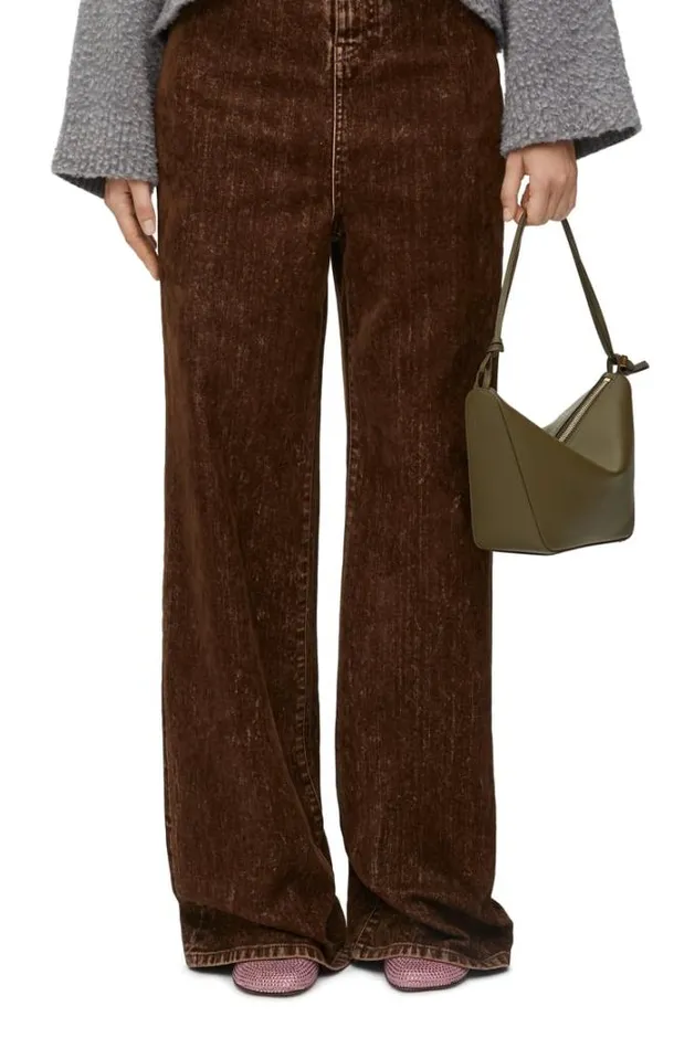 Loewe Mini Hammock Hobo Bag In Classic Calfskin Dark Khaki Green Women Crossbody Bags