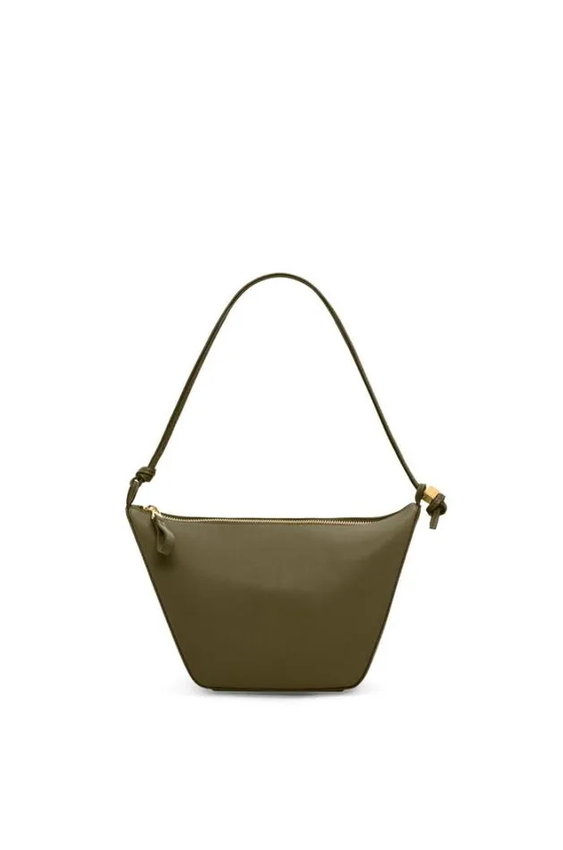 Loewe Mini Hammock Hobo Bag In Classic Calfskin Dark Khaki Green Women Crossbody Bags