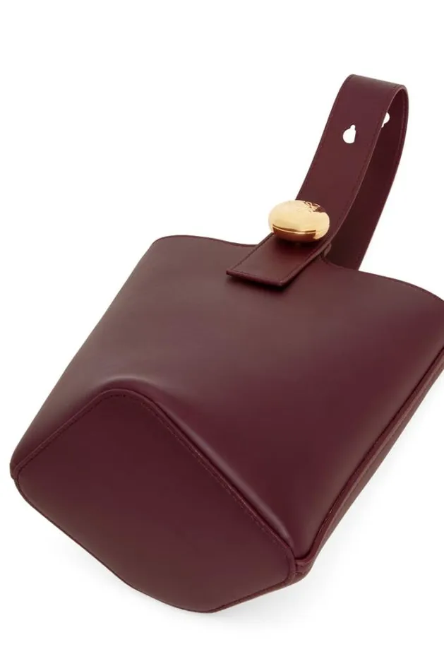 Loewe Mini Pebble Bucket Bag In Mellow Calfskin Dark Burgundy Women Mini Bags