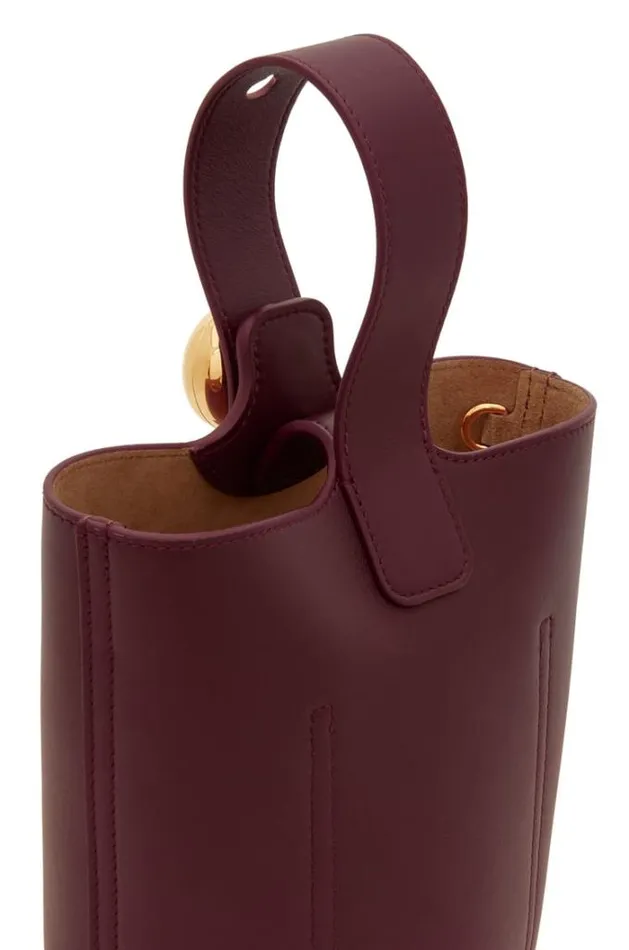 Loewe Mini Pebble Bucket Bag In Mellow Calfskin Dark Burgundy Women Mini Bags
