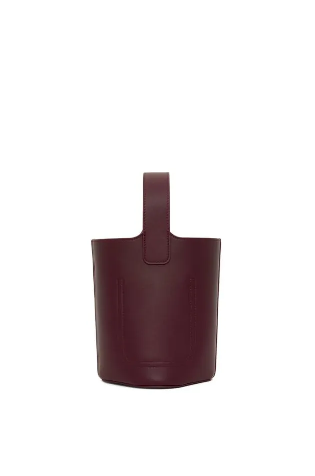 Loewe Mini Pebble Bucket Bag In Mellow Calfskin Dark Burgundy Women Mini Bags