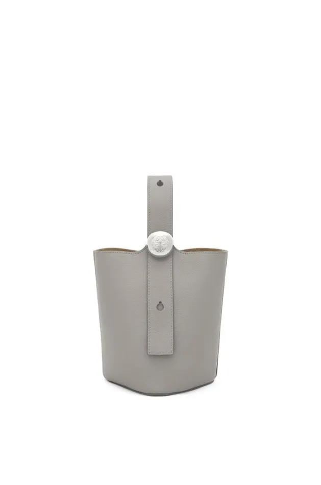 Loewe Mini Pebble Bucket Bag In Soft Grained Calfskin Pearl Grey Women Mini Bags