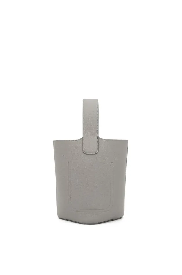 Loewe Mini Pebble Bucket Bag In Soft Grained Calfskin Pearl Grey Women Mini Bags