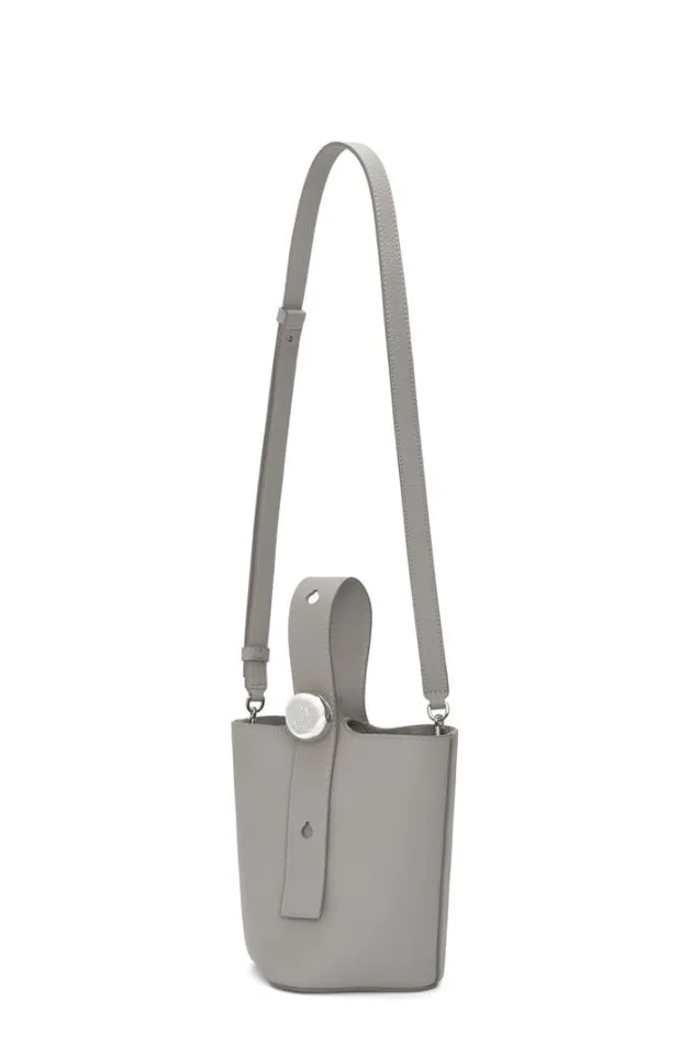 Loewe Mini Pebble Bucket Bag In Soft Grained Calfskin Pearl Grey Women Mini Bags