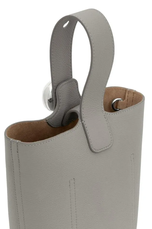 Loewe Mini Pebble Bucket Bag In Soft Grained Calfskin Pearl Grey Women Mini Bags