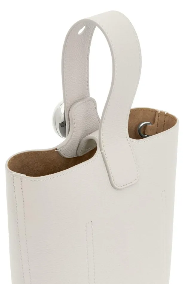 Loewe Mini Pebble Bucket Bag In Soft Grained Calfskin Soft White Women Crossbody Bags