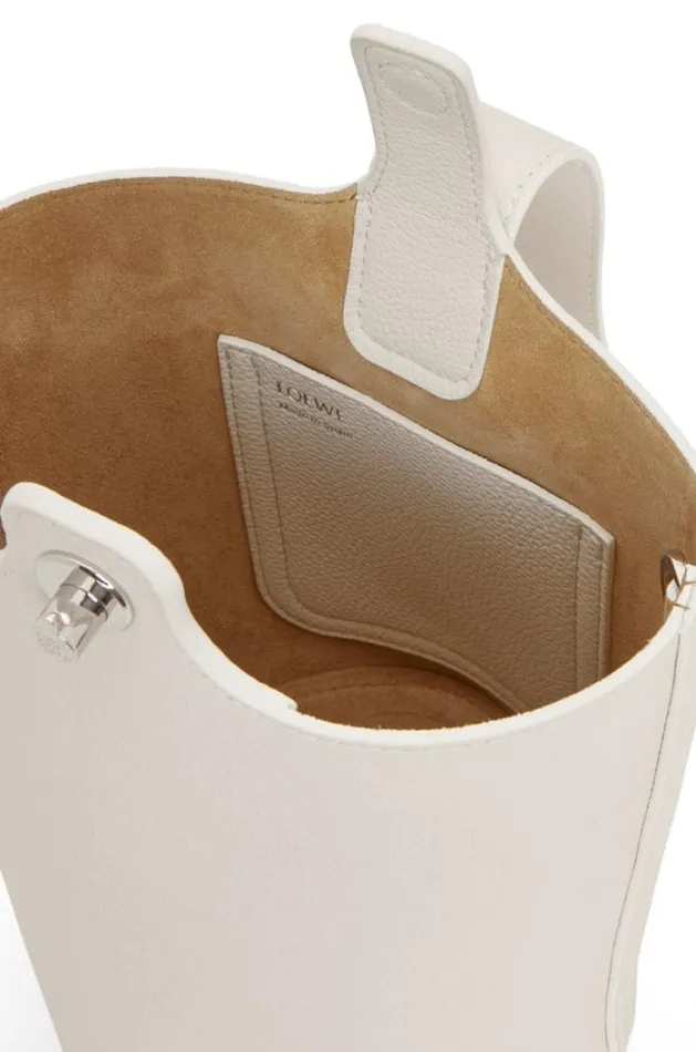 Loewe Mini Pebble Bucket Bag In Soft Grained Calfskin Soft White Women Crossbody Bags