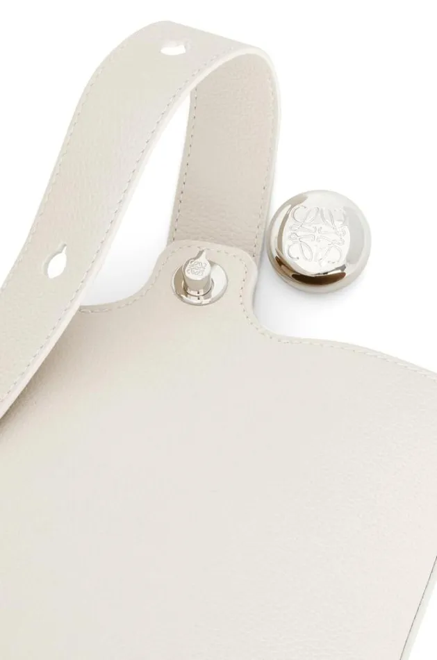 Loewe Mini Pebble Bucket Bag In Soft Grained Calfskin Soft White Women Crossbody Bags