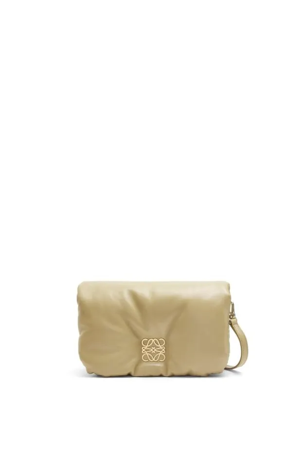 Loewe Mini Puffer Goya Bag In Shiny Nappa Lambskin Clay Green Women Shoulder Bags