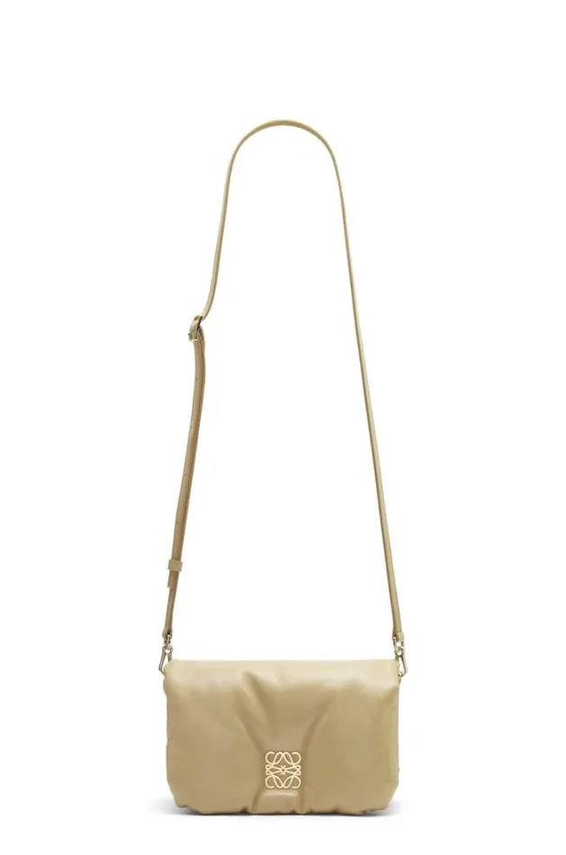 Loewe Mini Puffer Goya Bag In Shiny Nappa Lambskin Clay Green Women Shoulder Bags