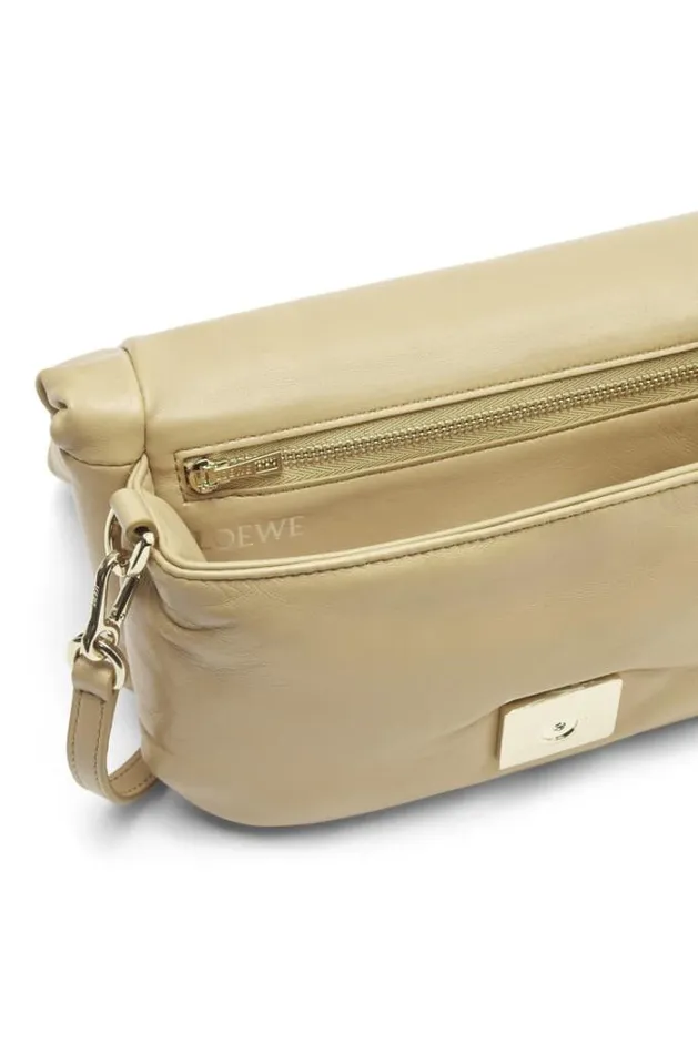 Loewe Mini Puffer Goya Bag In Shiny Nappa Lambskin Clay Green Women Shoulder Bags
