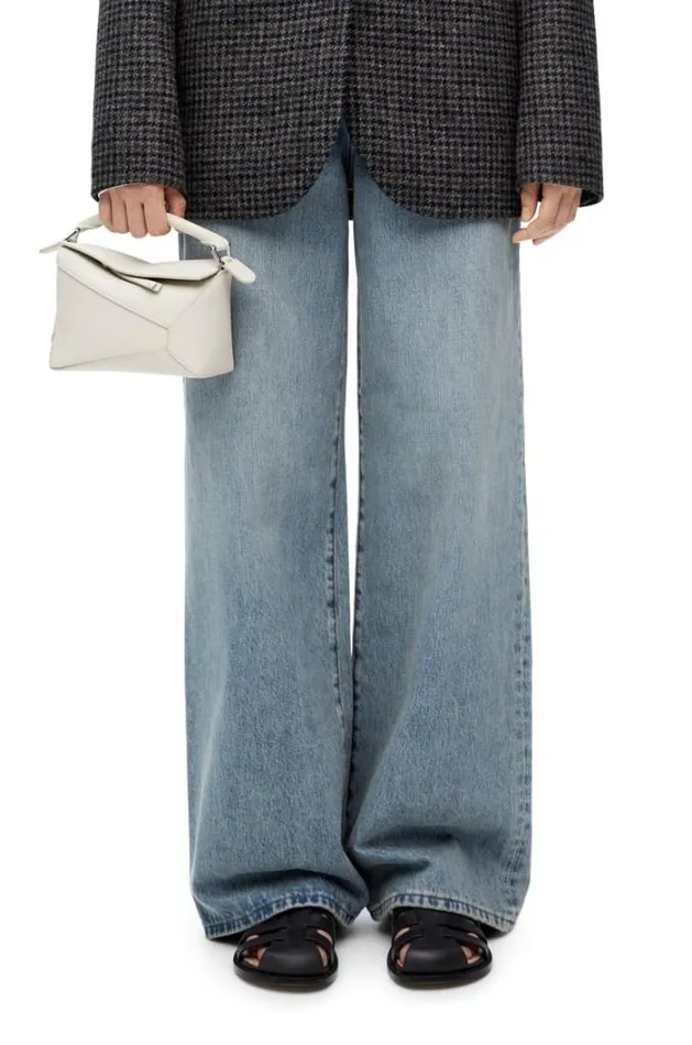Loewe Mini Puzzle Bag In Soft Grained Calfskin Soft White Women Shoulder Bags