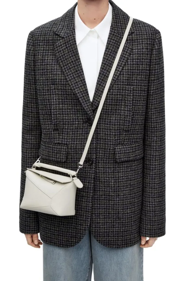 Loewe Mini Puzzle Bag In Soft Grained Calfskin Soft White Women Shoulder Bags