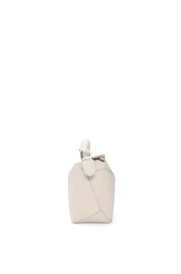 Loewe Mini Puzzle Bag In Soft Grained Calfskin Soft White Women Shoulder Bags