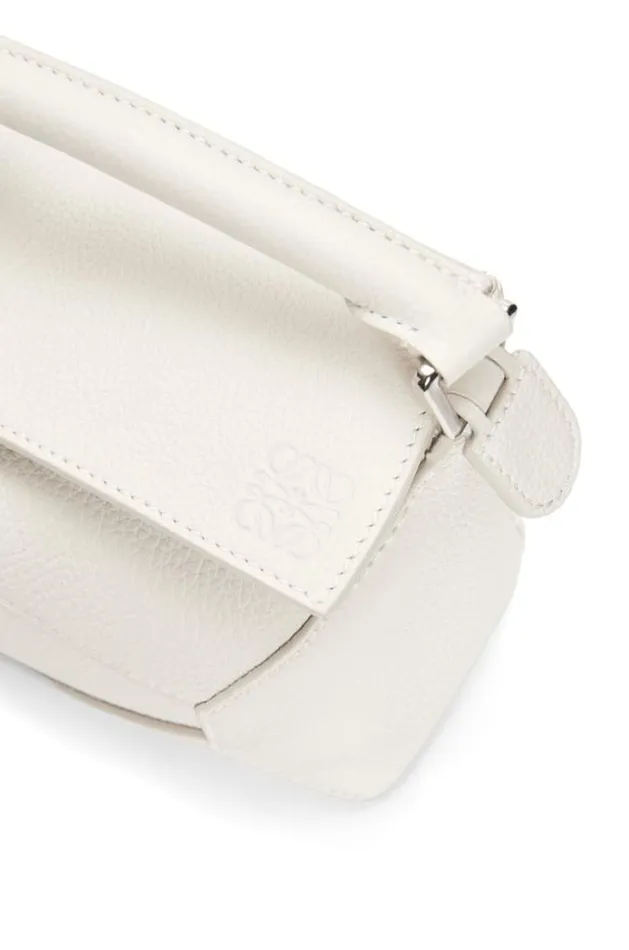 Loewe Mini Puzzle Bag In Soft Grained Calfskin Soft White Women Shoulder Bags