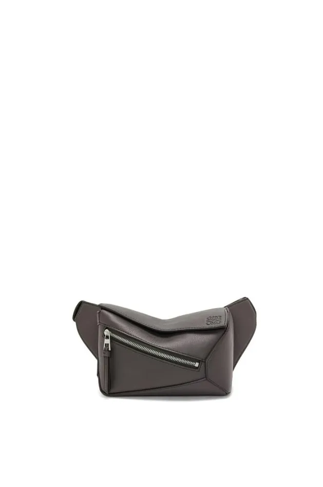 Loewe Mini Puzzle Bumbag In Classic Calfskin Dark Grey Men Belt Bags