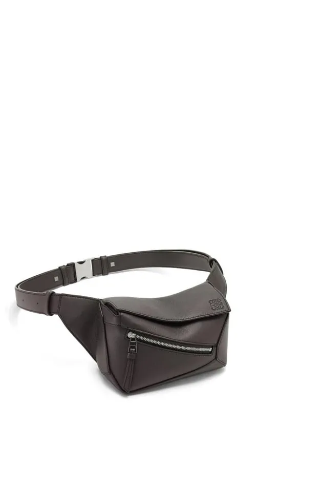 Loewe Mini Puzzle Bumbag In Classic Calfskin Dark Grey Men Belt Bags
