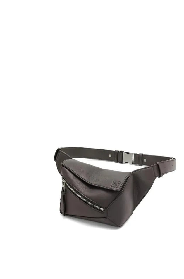 Loewe Mini Puzzle Bumbag In Classic Calfskin Dark Grey Men Belt Bags
