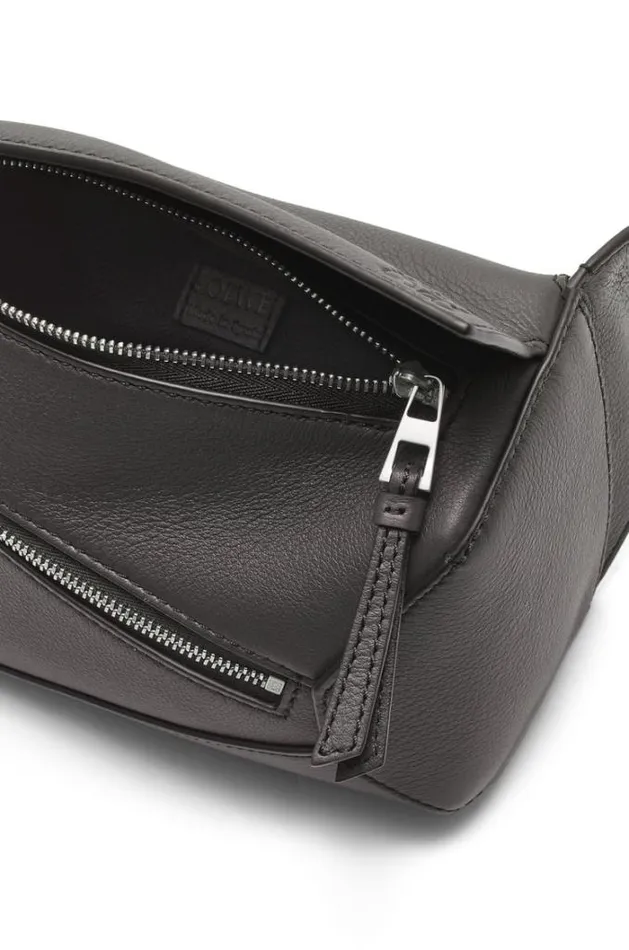 Loewe Mini Puzzle Bumbag In Classic Calfskin Dark Grey Men Belt Bags