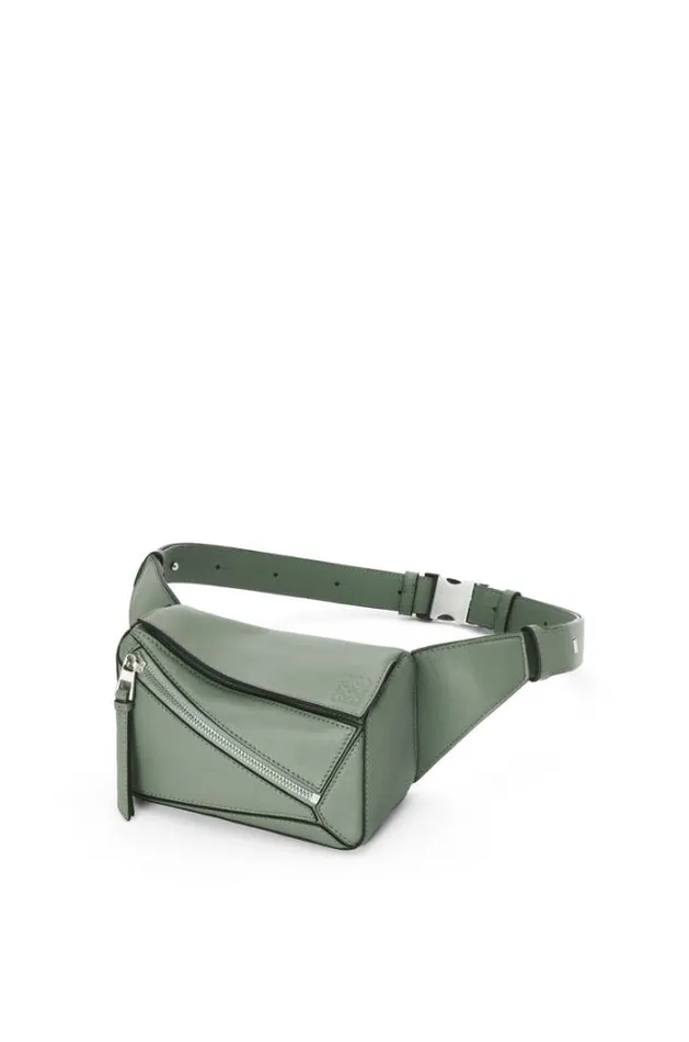 Loewe Mini Puzzle Bumbag In Classic Calfskin Dark Sage Women Crossbody Bags