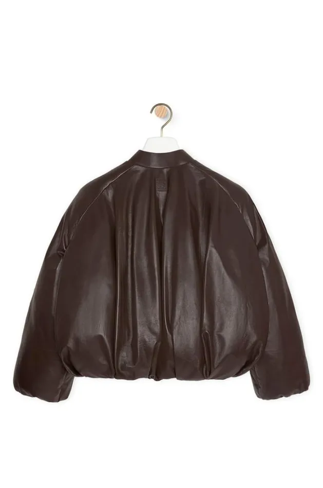 Loewe Padded Bomber Jacket In Nappa Lambskin Dark Brown Men Leather