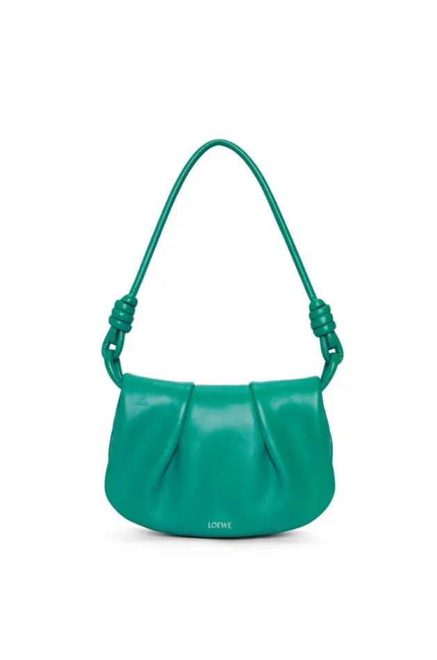 Loewe Paseo Satchel In Shiny Nappa Calfskin Emerald Green Women Shoulder Bags