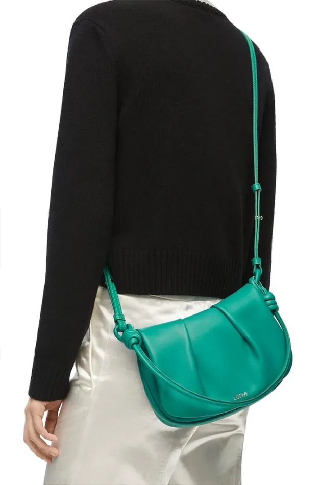 Loewe Paseo Satchel In Shiny Nappa Calfskin Emerald Green Women Shoulder Bags