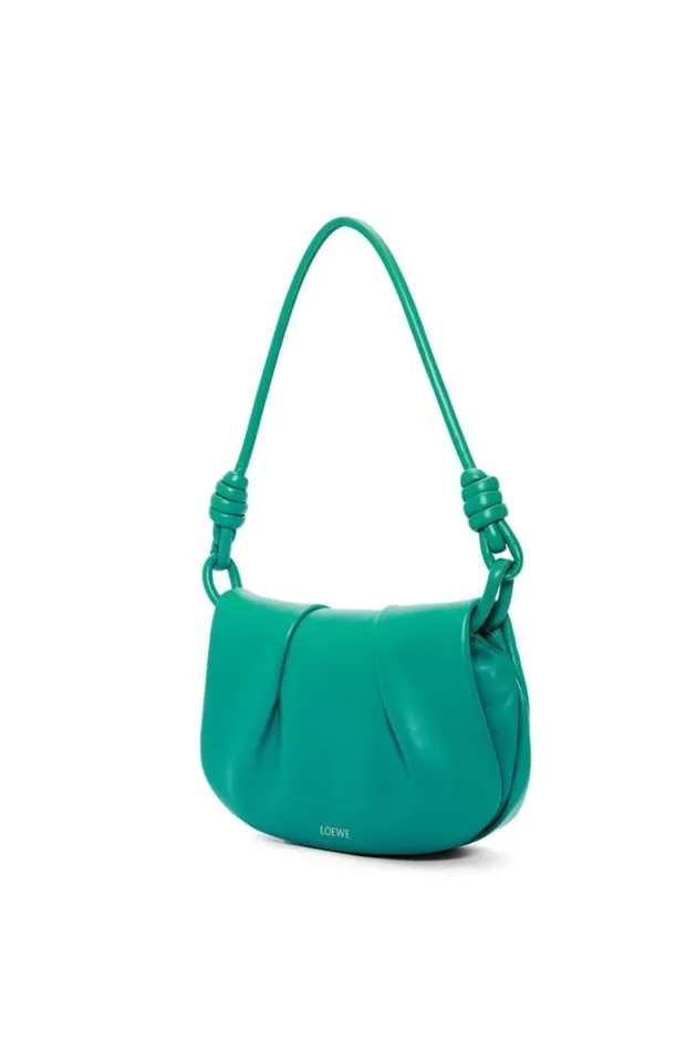 Loewe Paseo Satchel In Shiny Nappa Calfskin Emerald Green Women Shoulder Bags
