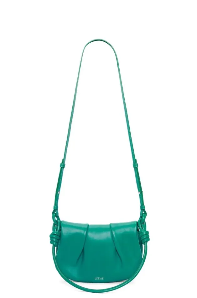 Loewe Paseo Satchel In Shiny Nappa Calfskin Emerald Green Women Shoulder Bags