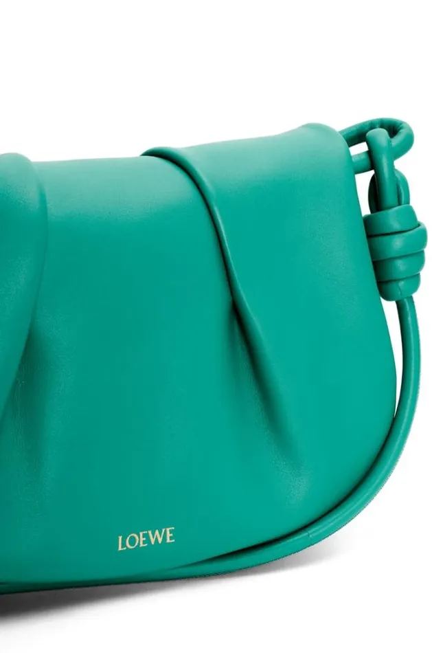 Loewe Paseo Satchel In Shiny Nappa Calfskin Emerald Green Women Shoulder Bags