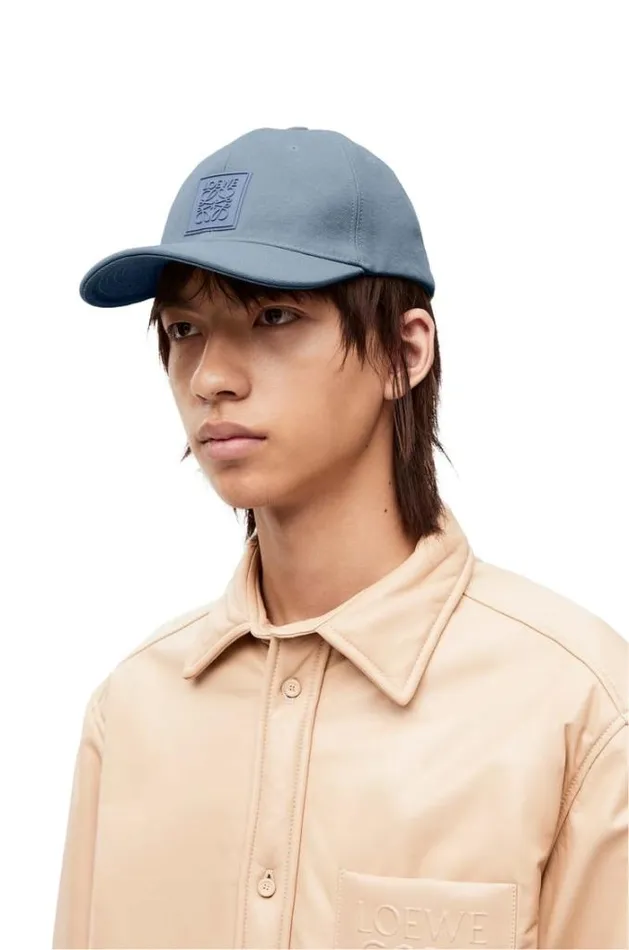 Loewe Patch Cap In Canvas Olympic Blue Men Hats and Beanies