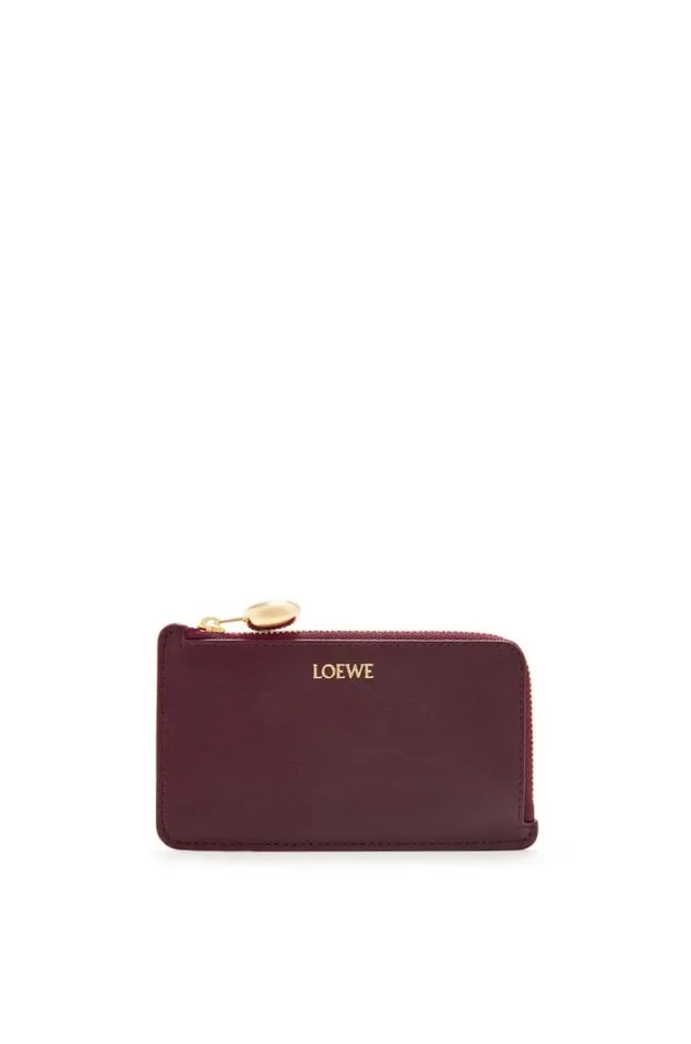 Loewe Pebble Coin Cardholder In Shiny Nappa Calfskin Burgundy Women Cardholders and Coin Purses