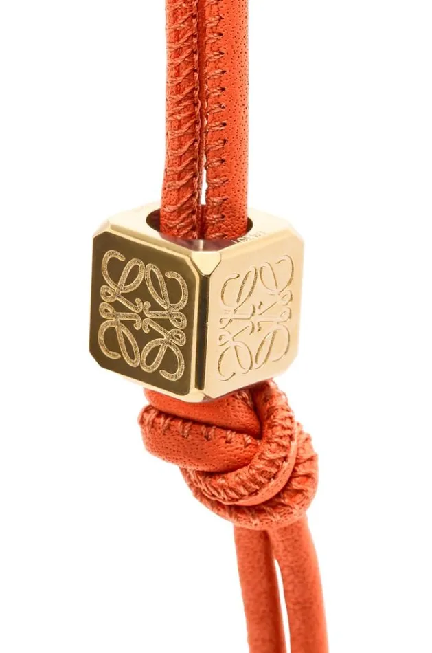 Loewe Personalisation Strap In Classic Calfskin and Dice Vivid Orange Women Bag Charms and Keyrings Loewe Personalisation Strap In Classic Calfskin and Dice Vivid Orange Women Bag Charms and Keyrings