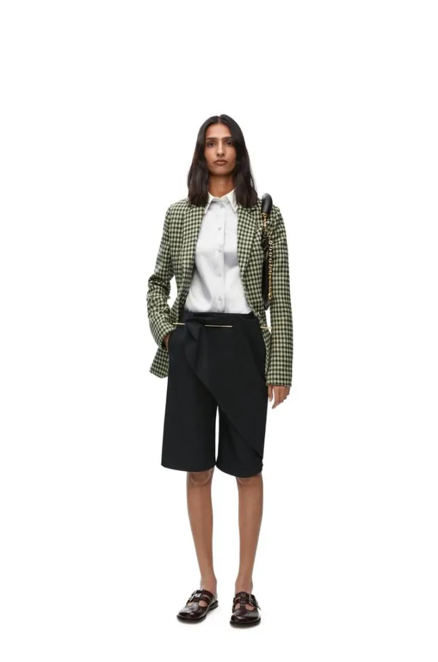 Loewe Pin Shorts In Cotton Black Women Trousers and Shorts