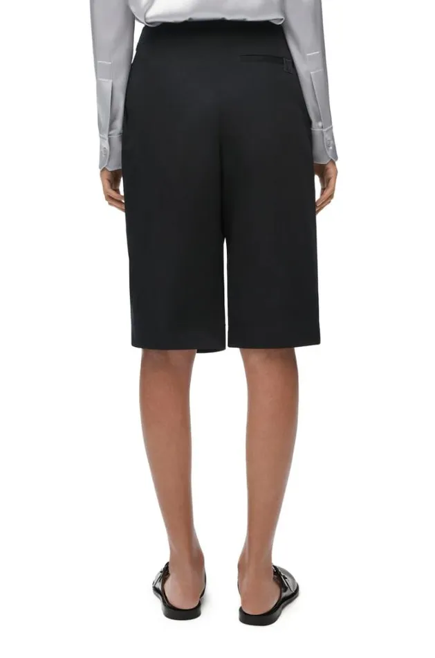 Loewe Pin Shorts In Cotton Black Women Trousers and Shorts