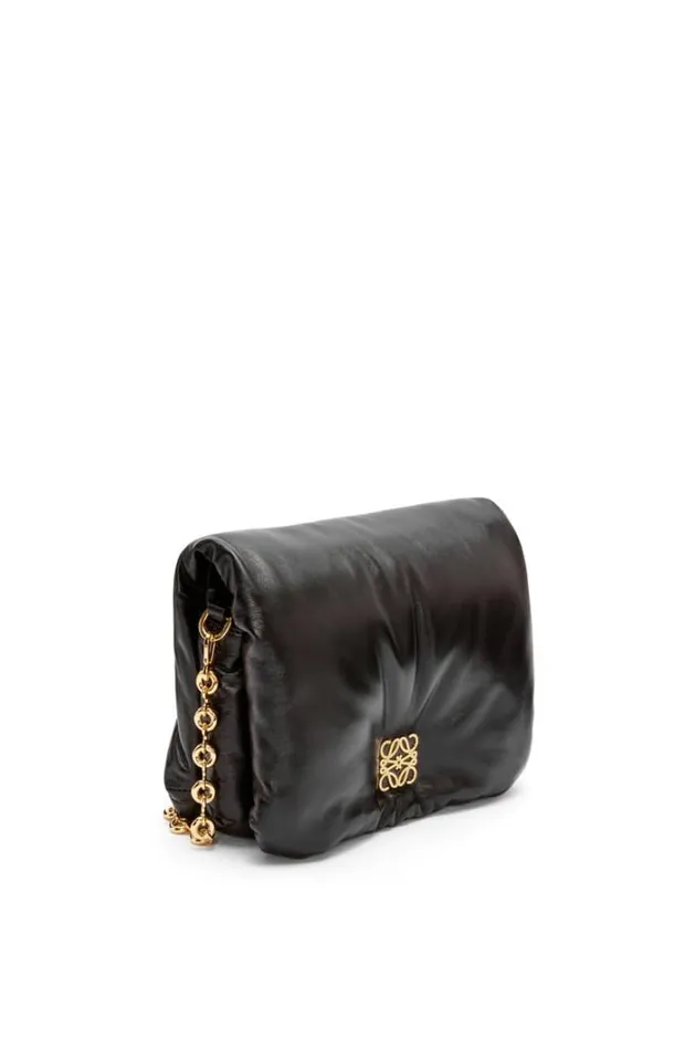Loewe Puffer Goya Bag In Shiny Nappa Lambskin Black Women Shoulder Bags