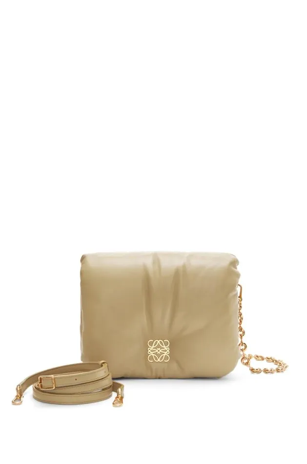 Loewe Puffer Goya Bag In Shiny Nappa Lambskin Clay Green Women Shoulder Bags