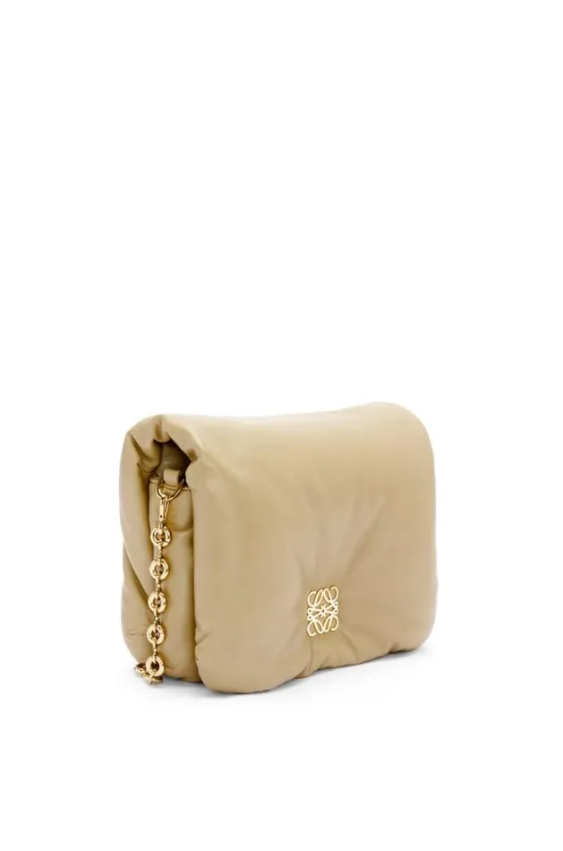 Loewe Puffer Goya Bag In Shiny Nappa Lambskin Clay Green Women Shoulder Bags