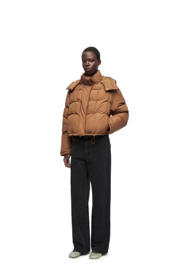 Loewe Puffer Jacket In Nylon Sienna Brown Women Jackets