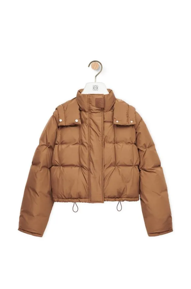 Loewe Puffer Jacket In Nylon Sienna Brown Women Jackets
