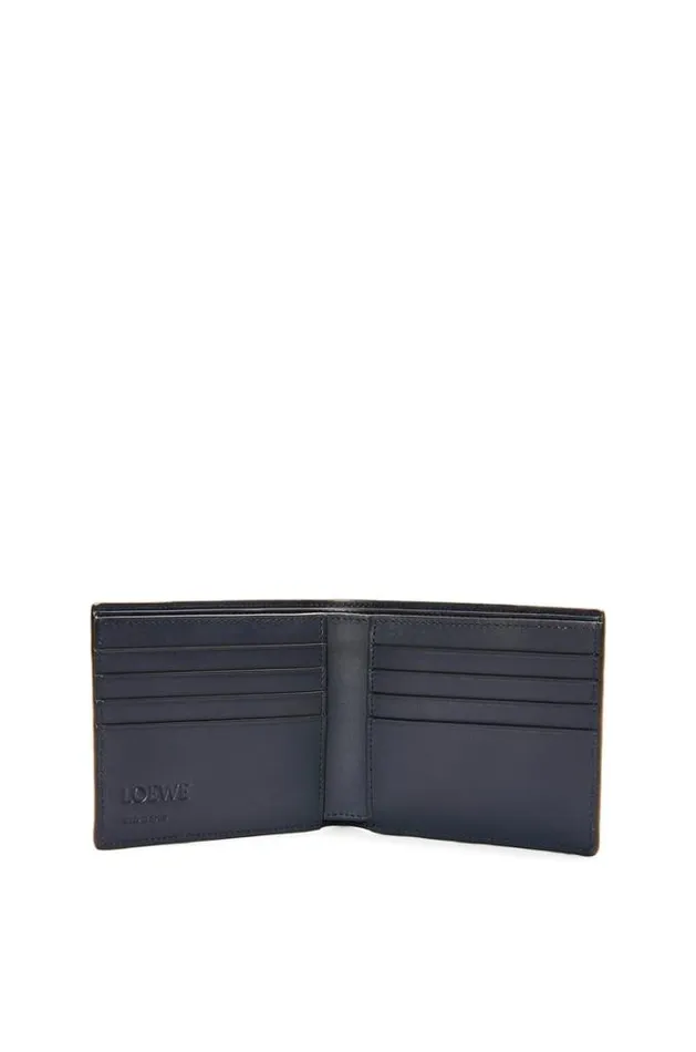 Loewe Puzzle Bifold Wallet In Classic Calfskin Deep Navyanthracite Men Wallets