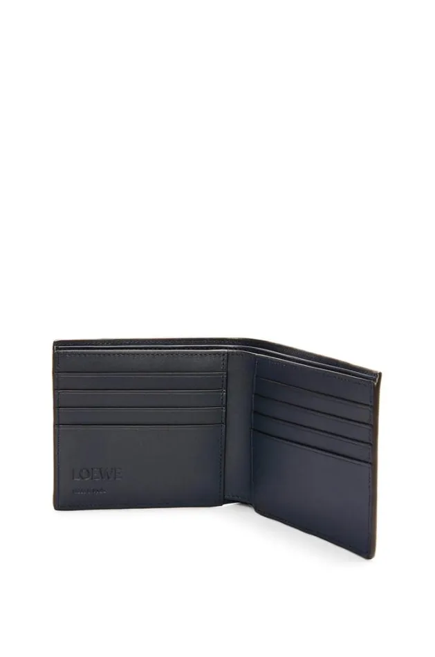 Loewe Puzzle Bifold Wallet In Classic Calfskin Deep Navyanthracite Men Wallets