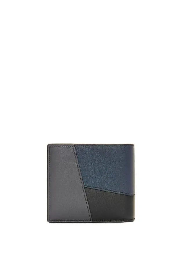 Loewe Puzzle Bifold Wallet In Classic Calfskin Deep Navyanthracite Men Wallets